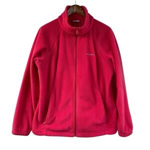 Columbia Pink Fleece Jacket 1X Full Zip Plush Warm Fuzzy